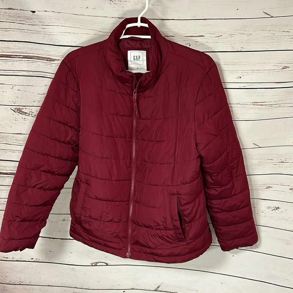 Gap Lightweight Women’s Puffer Jacket, Red Wine color, size L
